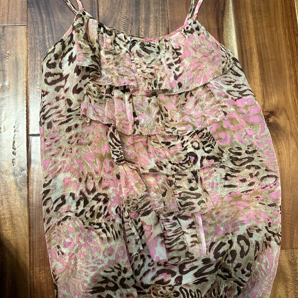 Leopard Print Pink and Brown Tank Top